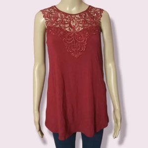 Red Arianne Top Sz Small 94% Rayon